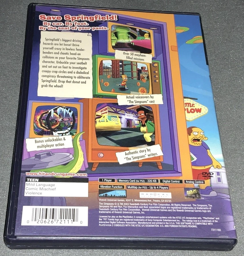 The Simpsons: Hit & Run PlayStation 2 ~ Case ~ #J347 - Image 2 of 3