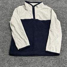 OshKosh B'gosh Fleece Pullover Boys Size 7 Gray Navy Blue Colorblock Quarter Zip