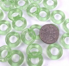 Large Hole Beads, 14mm, Peridot Green w/Gloss Finish, Czech Beads, 10 Pcs, w112