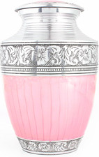 Elegant Pastel Silver Cremation Urn for Human Ashes - 10.5" Tall