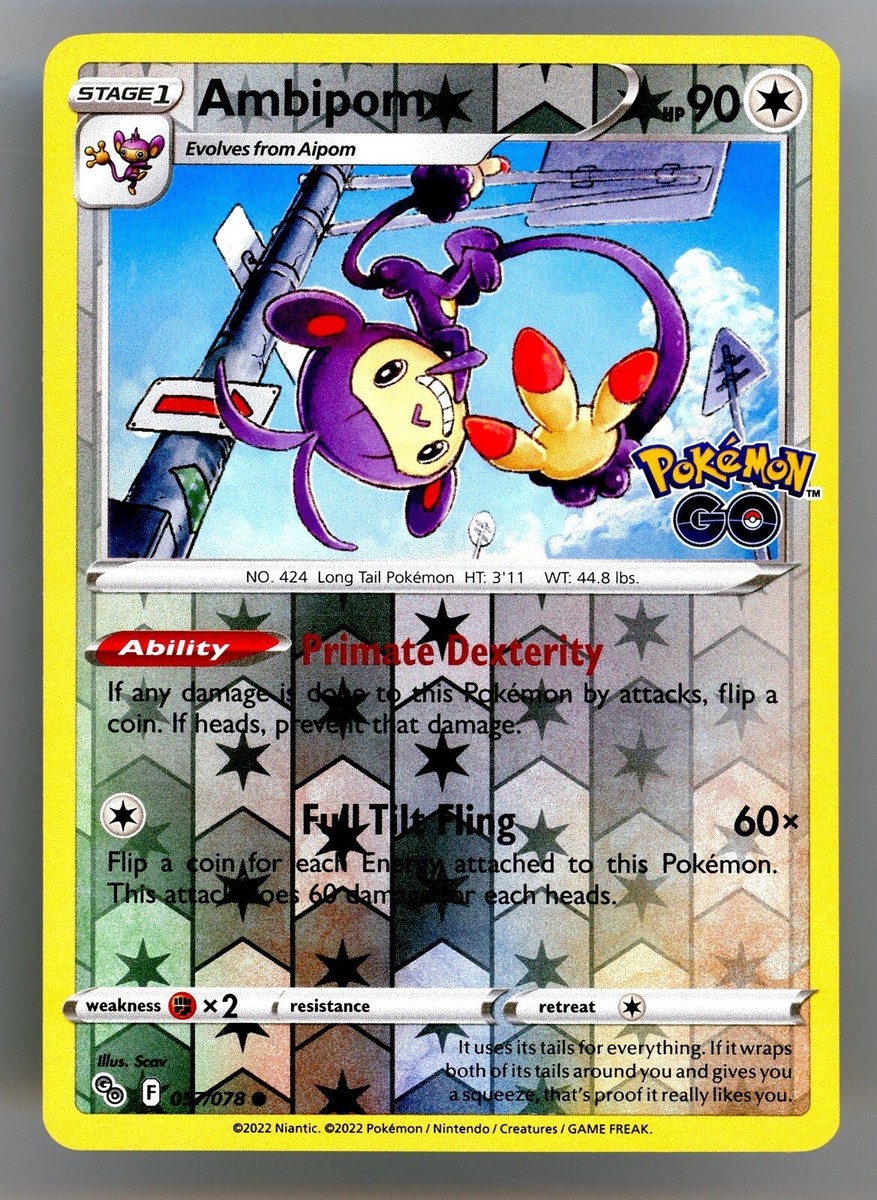 Pokémon TCG Ambipom Pokemon GO 057/078 Reverse Holo Common | eBay
