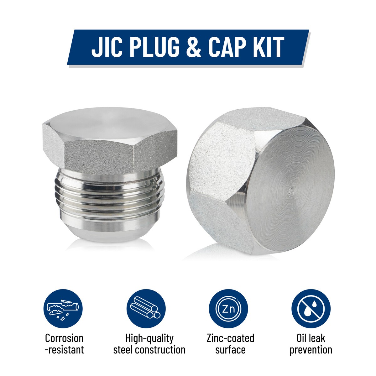 Adattatori JIC #8 Kit 10 Coppie Tappi E Spine JIC #8 Per Raccordi Idraulici - Adattatore 3/4-16 Pompa Irrigazione