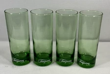 Vintage Set of 4 Tanqueray Gin Green Highball Glasses 6.25" Tall – Barware