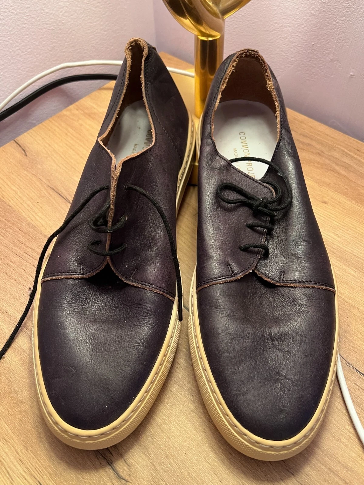 Rare scarpe casual stringate in pelle da uomo vintage designer Common Projects taglia 7