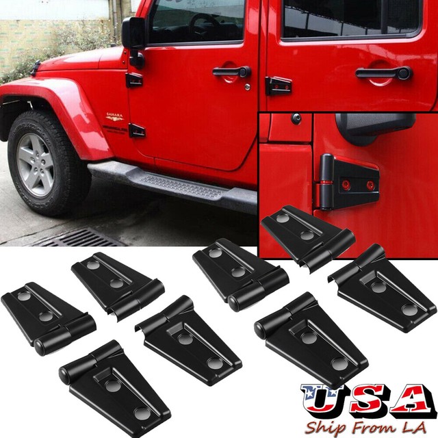 For 20072018 Jeep Wrangler JK 4Door Black ABS Door Hinge Covers Decor