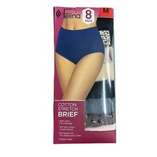 NWT Felina Women's High Waist Cotton Stretch Briefs 8 Pack Size M 40 1HL232
