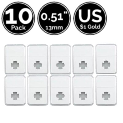 10 Pack 0.5'' Inch 13 mm Slab Coin Display Snap Holder Fit 4 US $1 Gold Dollar