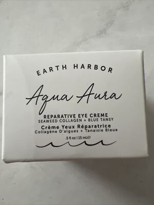 NIB Earth Harbor Aqua Aura Reparative Eye Creme Vegan Collagen 0.5 fl oz/15ml
