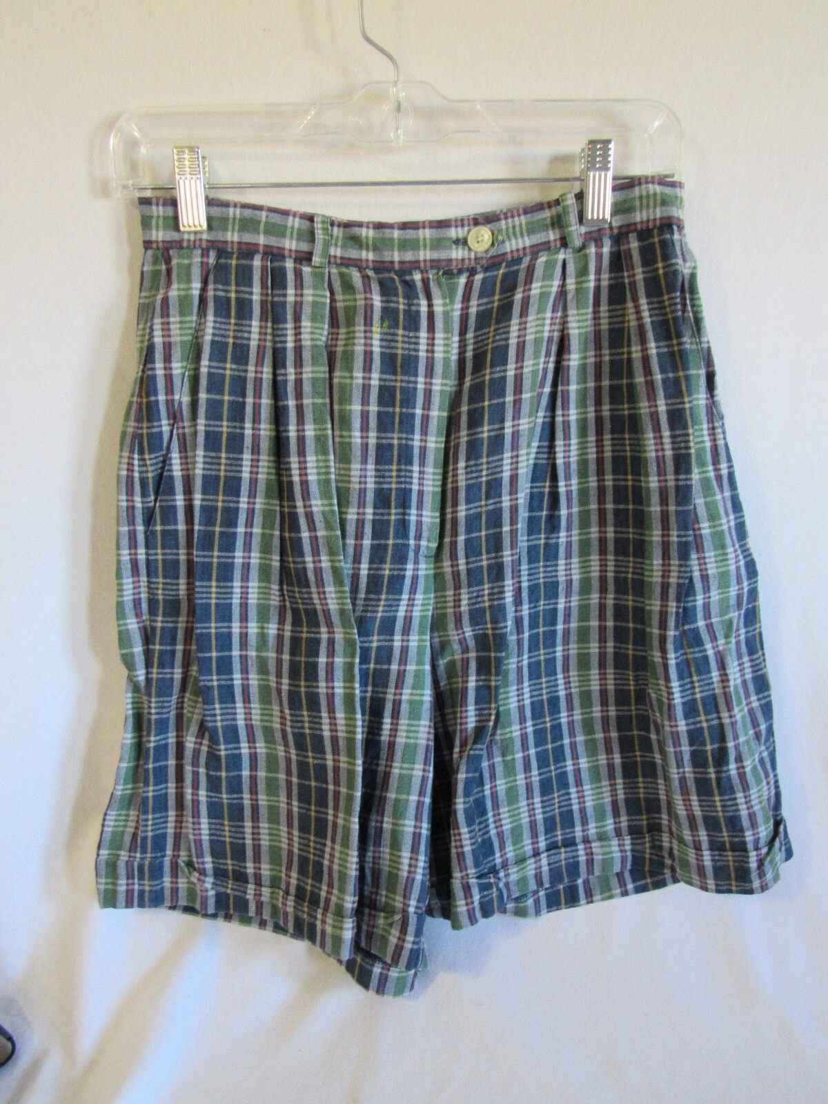Plaid - Lauren Ralph Lauren Shorts Plaid High Waist Women Size 6 - Linen
