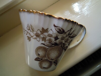 £14.SCHÖNE ORIGINAL ART DECO SALISBURY SEPIA 'FLORIDA ORANGE' TEETASSE UNBENUTZT