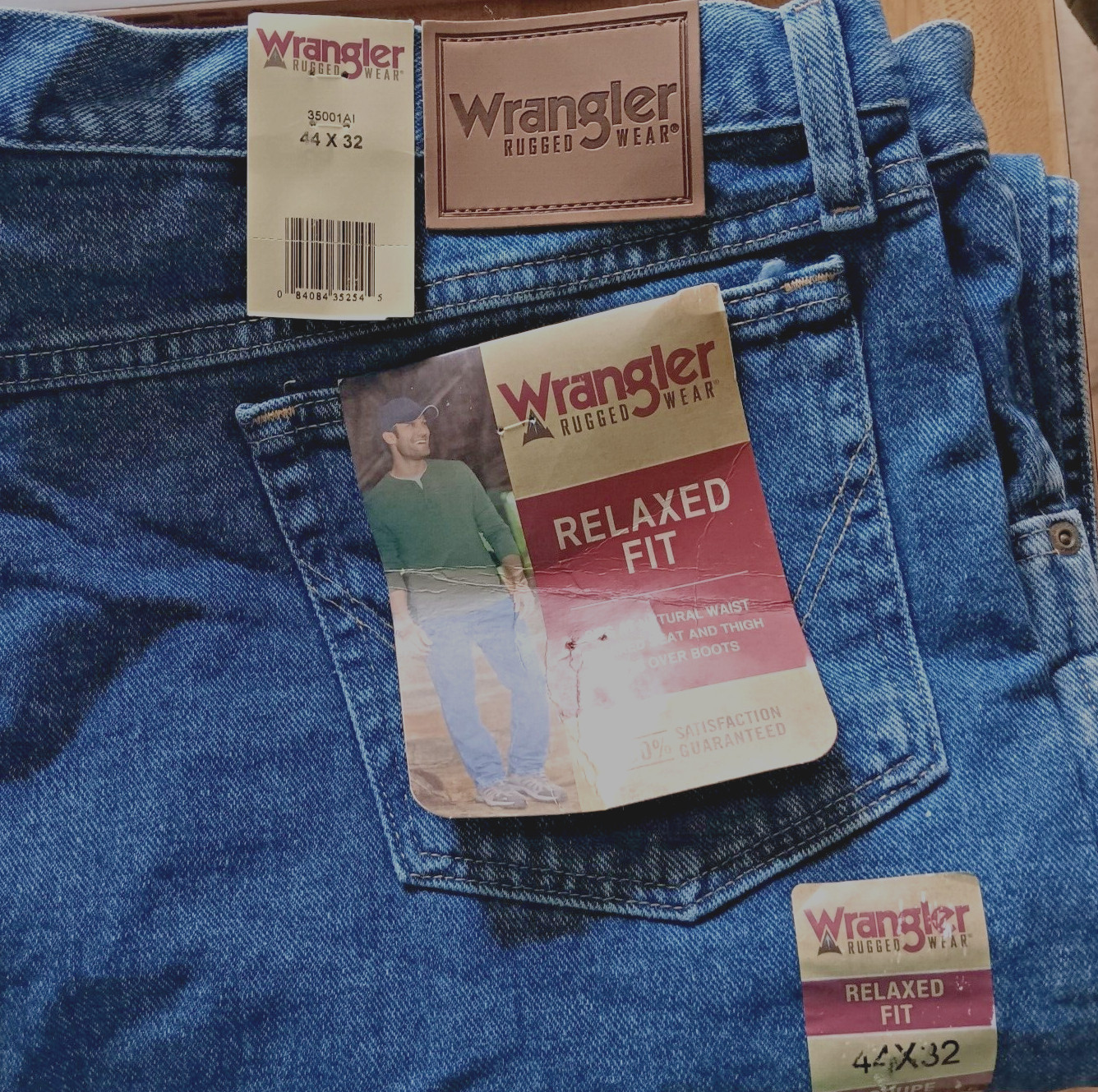 Authentic Rugged Relaxed fit Wrangler Jeans For Big and Tall Men!  Size 44x32