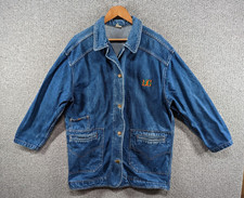 Lee Cooper Vintage 80's Denim Jeans Full Zip Button Oversized Coat Jacket M L Xl