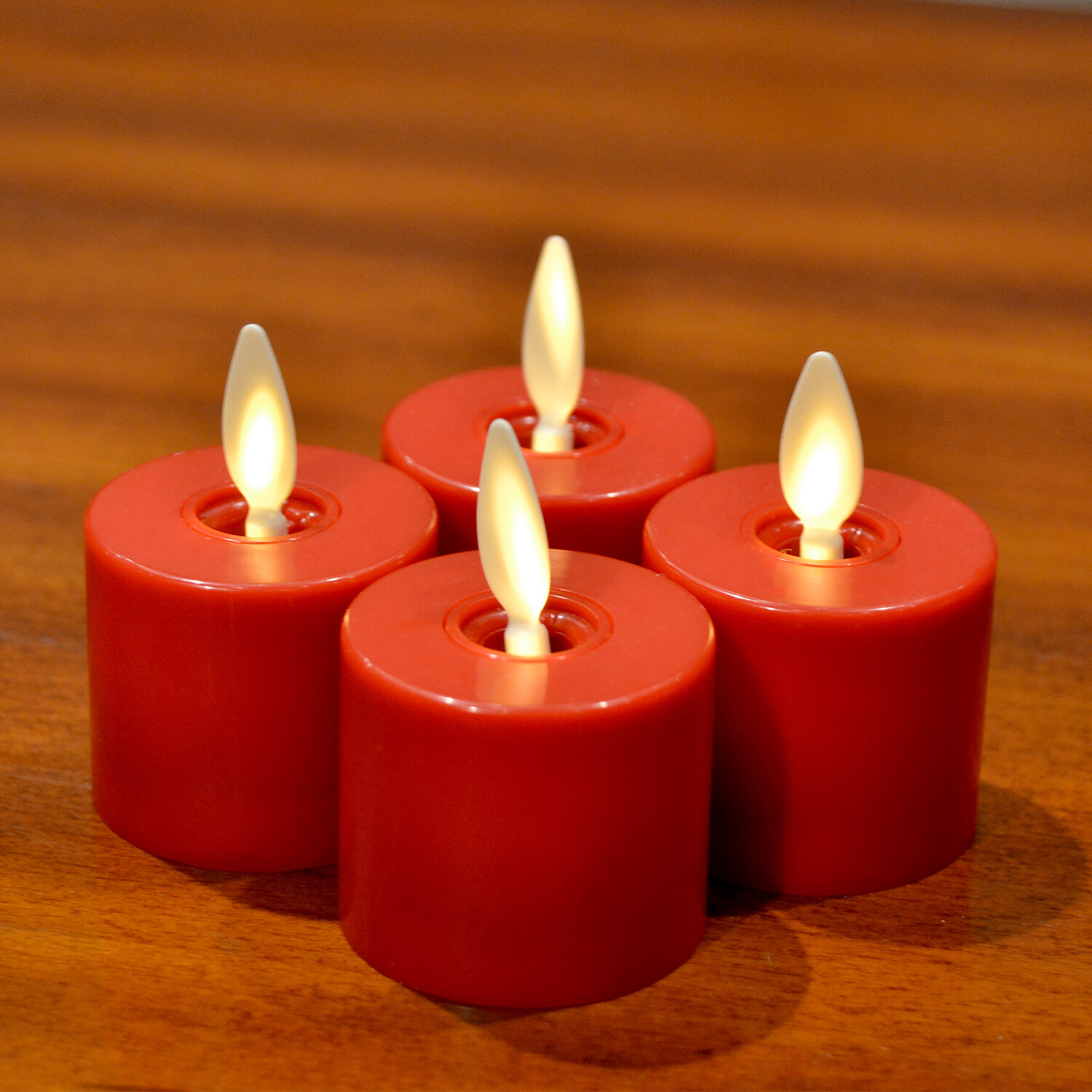 Luminara Flamless Led Tea Light Candle Battery Operated Flicker Red Set