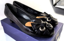 Stuart Weitzman Black Open Toe Heel Slip On B...