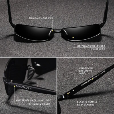 Vintage Retro Men Polarized Sunglasses Square Classic  display picture 1
