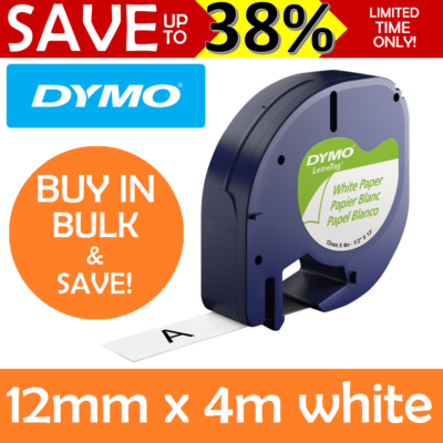 dymo letratag paper white 12mm x 4m
