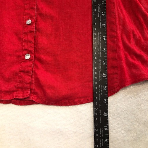 Top da donna INC International Concepts taglia L rosso gioiello con bottoni manica a linguetta arrotolata - Foto 7 di 9