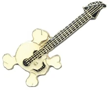 Pack of 2 Skull & Crossbones Guitar Bike Motorcycle Hat Cap Lapel Pin HP930A