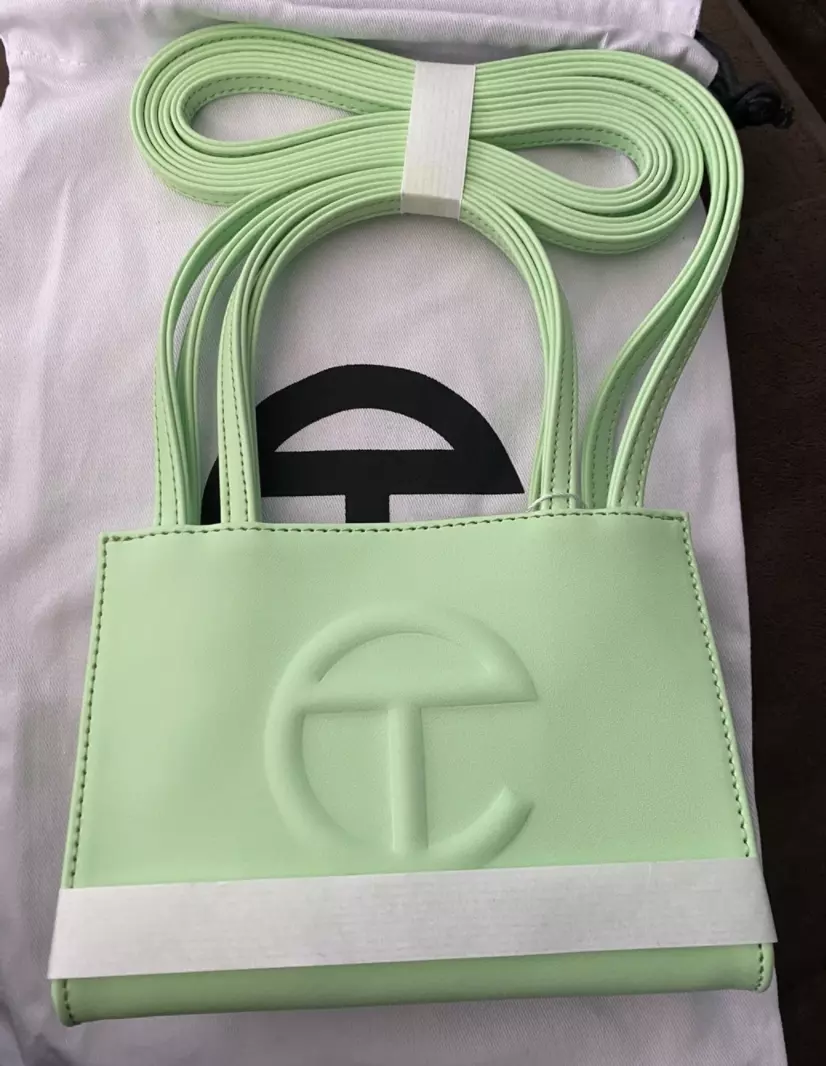 Telfar Shopping Bag Small Double Mint in Vegan Leather with Silver