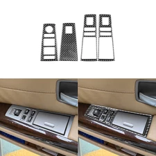 4Pcs Carbon Fiber Window Lift Switch Panel Trim For BMW 7 Series E65 E66 02-08