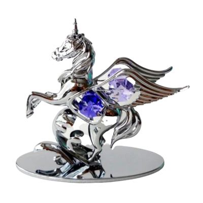 Crystocraft Unicorn Crystal Ornament With Swarovski Elements Gift Boxed Blue