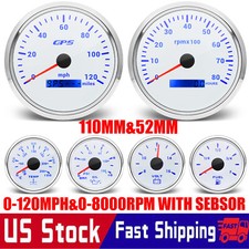 6 Gauge Set 110mm Gps Speedometer 120mph Tacho 8000rpm52mm Fueltempoilvolt
