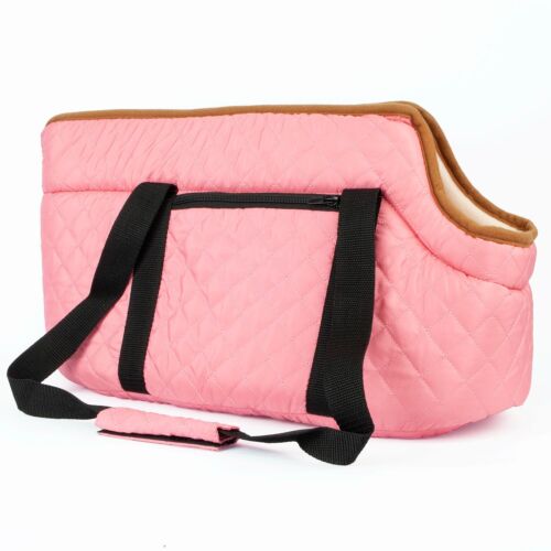 Pikowany różowy nosidełko dla zwierząt domowych mały pies szczeniak torebka kot wyściełana torba podróżna - Zdjęcie 1 z 7