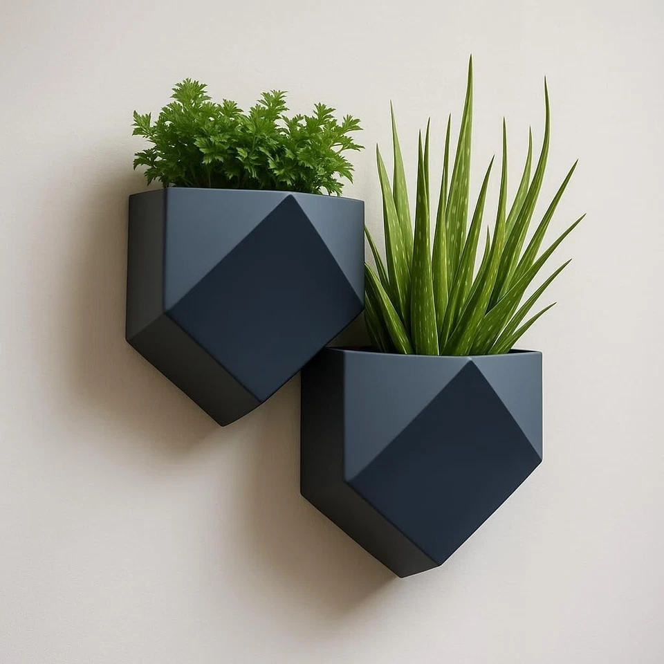 Macetas de Pared Geométricas Modernas para Interior y Exterior (Juego de 2) Foto 4 de 4