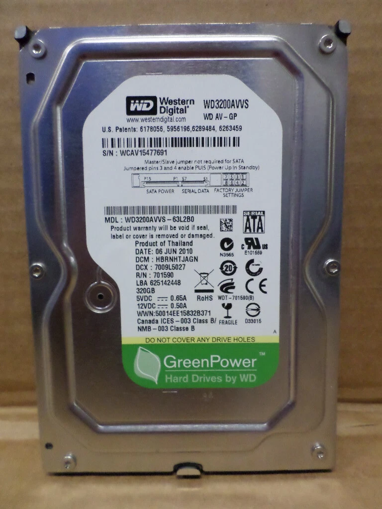 fordøjelse Dårlig faktor brydning Western Digital WD3200AVVS 320GB 8MB Cache SATA2 (3.0Gb/s) 3.5&#034; Hard  Drive HDD | eBay