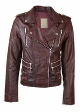 Womens Ladies Real Soft Leather Racing Style Biker Jacket New