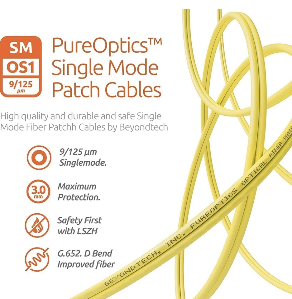LC to SC Fiber Patch Cable Mode Duplex - 1M (3.28ft) - 9/125 um OS1 LSZH - A0031 - Image 3 of 4