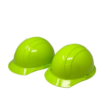 Lot of 2 ERB 41N915 Hi-Viz Lime Americana Hard Hat Standard Suspension