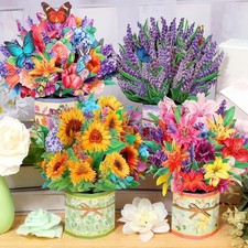 4Pack Paper Flower Pop up Cards, Flower Bouquet Card Popup 3D Greeting Cards ...