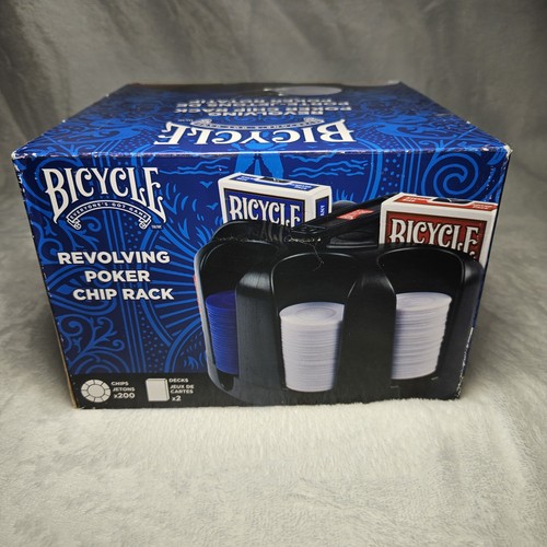 Bicycle Revolving Poker Chip Set - 200 Chips & 2 Sealed Decks of Cards Open Box