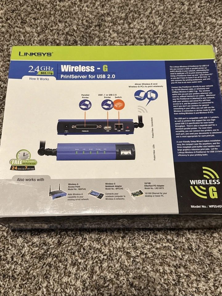 Linksys WPS54GU2 Wireless-G PrintServer for USB 2.0 Open Box Still Wrapped - Image 2 of 4