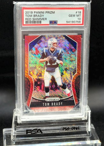 Tom Brady Jersey Number Match PSA 10 Gem Mint 2019 Prizm 18 Red Shimmer # 12/15