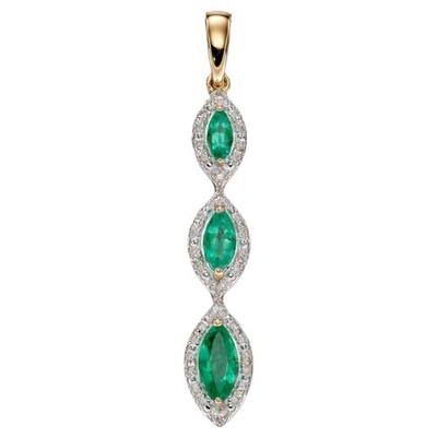 Elements Gold GP2240G Marquise Triple Drop Anhänger in 9kt Gold