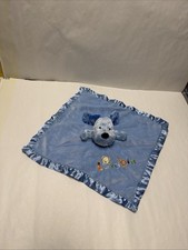 CARTERS CHILD OF MINE LOVABLE BLUE PUPPY DOG SECURITY BLANKET RATTLE- EUC