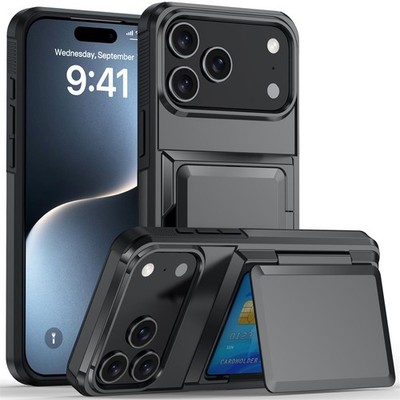 For iPhone 17 Pro Max 16 15 14 Plus 13 12 11 Luxury Card Holder Phone Case Cover