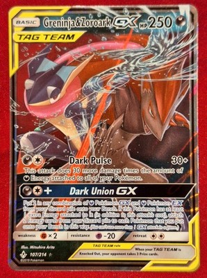Pokemon Unbroken Bonds Greninja & Zoroark GX 107/214 Ultra Rare SM