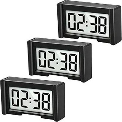 Small Digital Clock for Car Dashboard, 3PCS Adhesive Mini Clock with Jumbo LCD D
