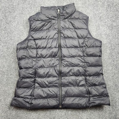 Eddie Bauer Down Vest Womens XL Black EB650 Quilted Puffer Lightweight