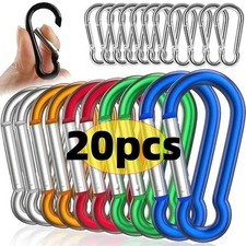 5-20PCS Aluminum Carabiner Keychain Clip D-Ring Spring Snap Hook for Camping Key