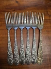 S. Kirk & Son REPOUSSE 6 Sterling  Dinner Forks 7 1/4"