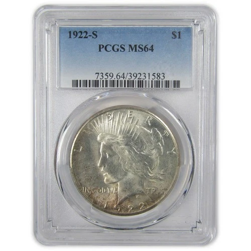 1922 S Peace Dollar MS 64 PCGS Silver Uncirculated $1 Coin SKU:I23363