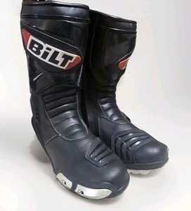 Men\'s BILT Motorcycle Armored Leather Boots Sz 8 Black ( READ ) Men main image 4