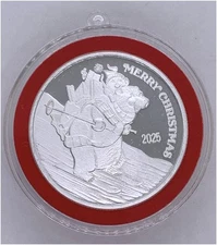 2025 Polar Bear Delivery Merry Christmas 1 oz Silver Round 999 + Ornament Holder