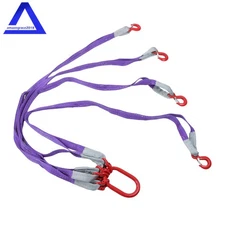 Four Leg Bridle Web Sling 5ft 6600lbs Lifting Slings with G80 Grab Hooks Safe