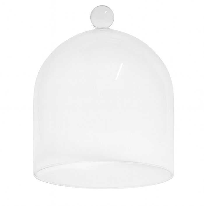 Clear Circular Glass Dome With Knob H:29 cm x 25 cm