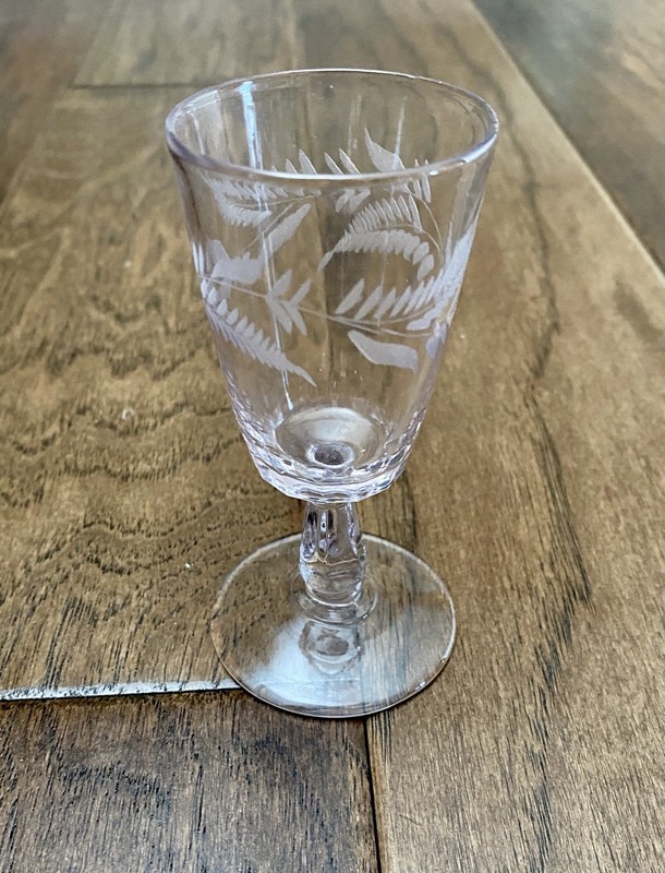 Vintage Cordial MCM EAPG 1883 Libbey Glass Etched Wheat Pattern 4.25” 1 15/16” 